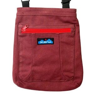 KAVU For Keeps Crossbody Bag Maroon Canvas Rope Strap Hiking Bag Travel